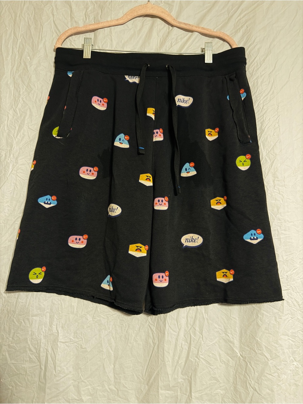 Nike Sportswear Men’s Large Black Emoji Character All Over Print Sweat Shorts